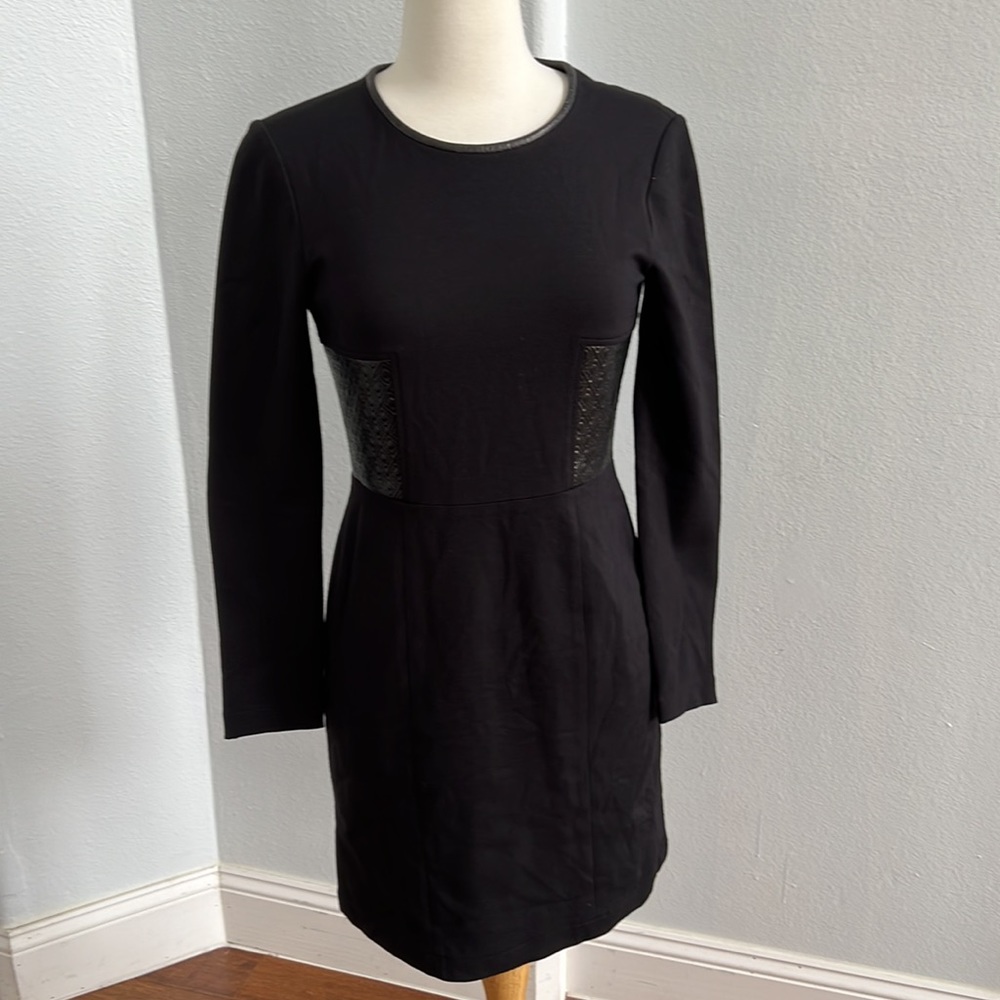 TIBI Black Houndstooth Sheath Cocktail Mini Dress Size 0